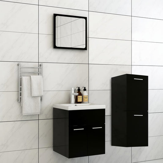 Berkfield Bathroom Furniture Set Black Engineered Wood