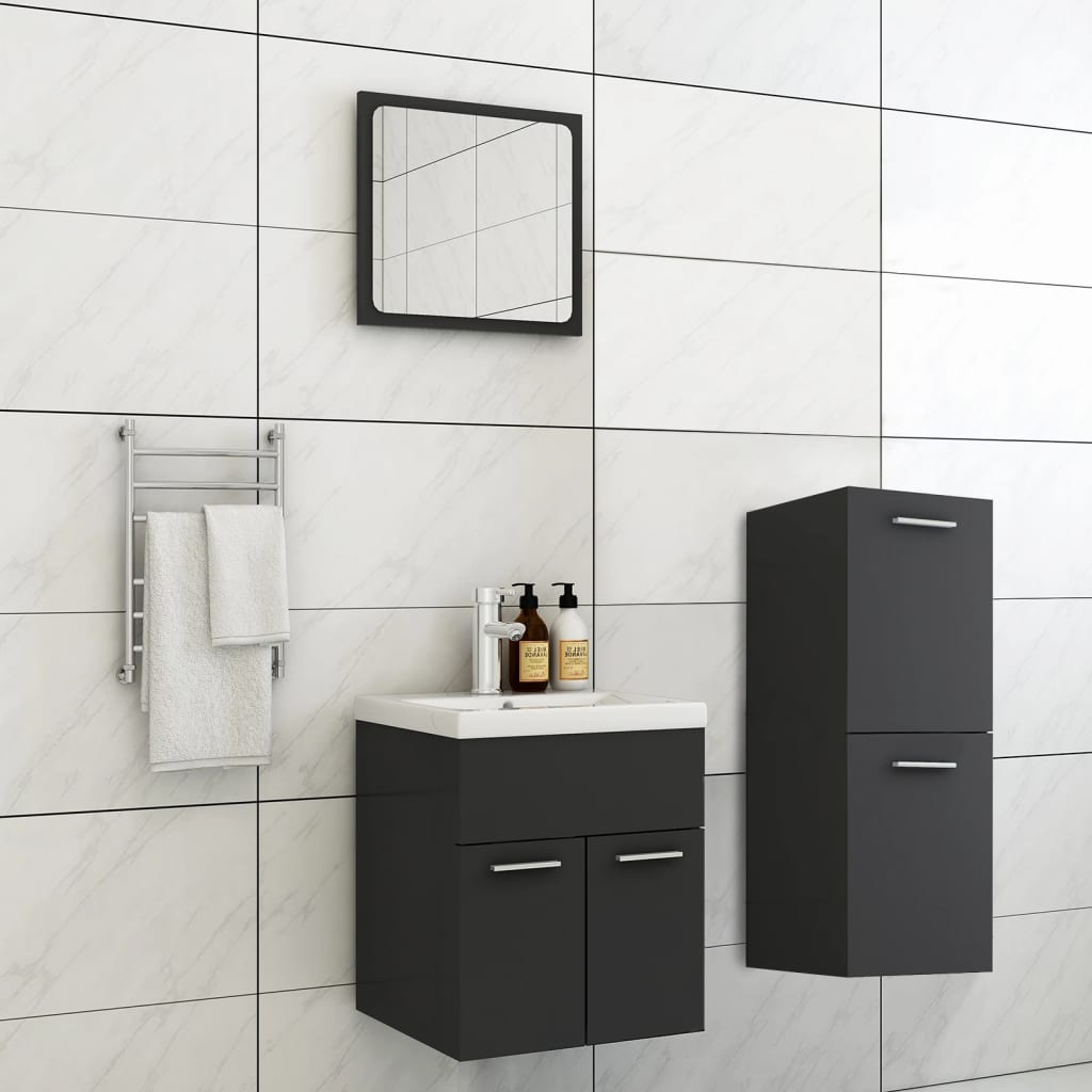 Berkfield Bathroom Furniture Set Grey Engineered Wood