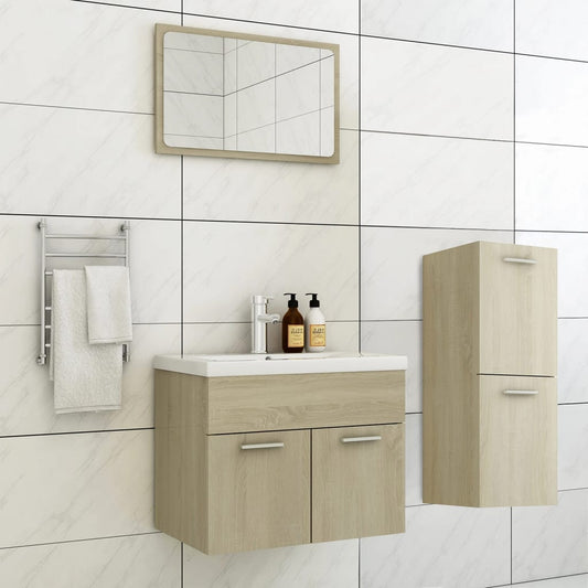 Berkfield Bathroom Furniture Set Sonoma Oak Engineered Wood