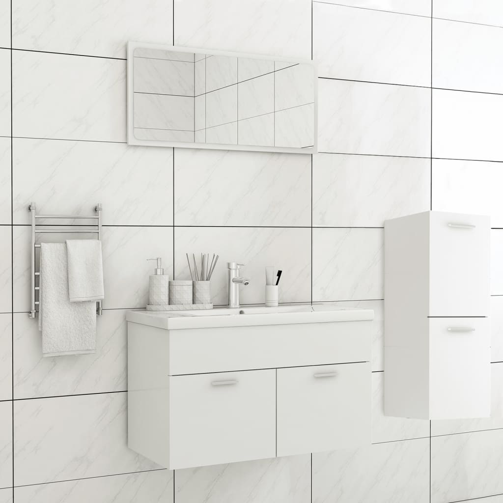 Berkfield Bathroom Furniture Set White Engineered Wood