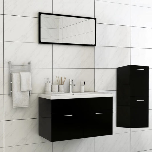 Berkfield Bathroom Furniture Set Black Engineered Wood