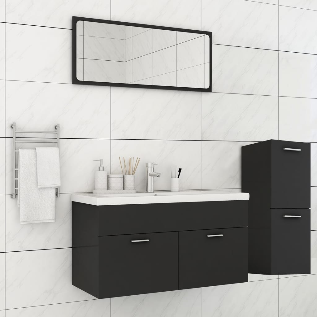 Berkfield Bathroom Furniture Set Grey Engineered Wood