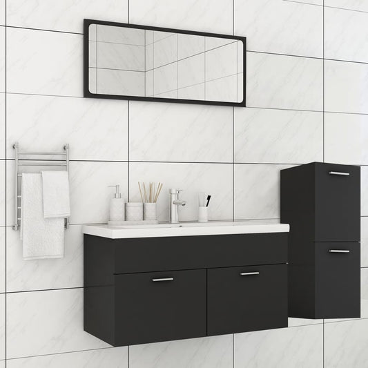 Berkfield Bathroom Furniture Set Grey Engineered Wood