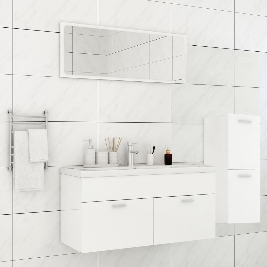 Berkfield Bathroom Furniture Set High Gloss White Engineered Wood