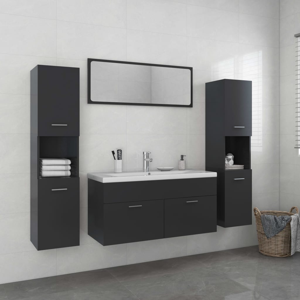 Berkfield Bathroom Furniture Set Grey Engineered Wood