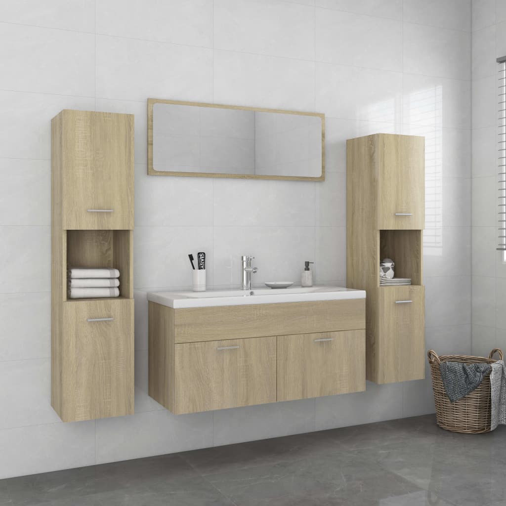 Berkfield Bathroom Furniture Set Sonoma Oak Engineered Wood