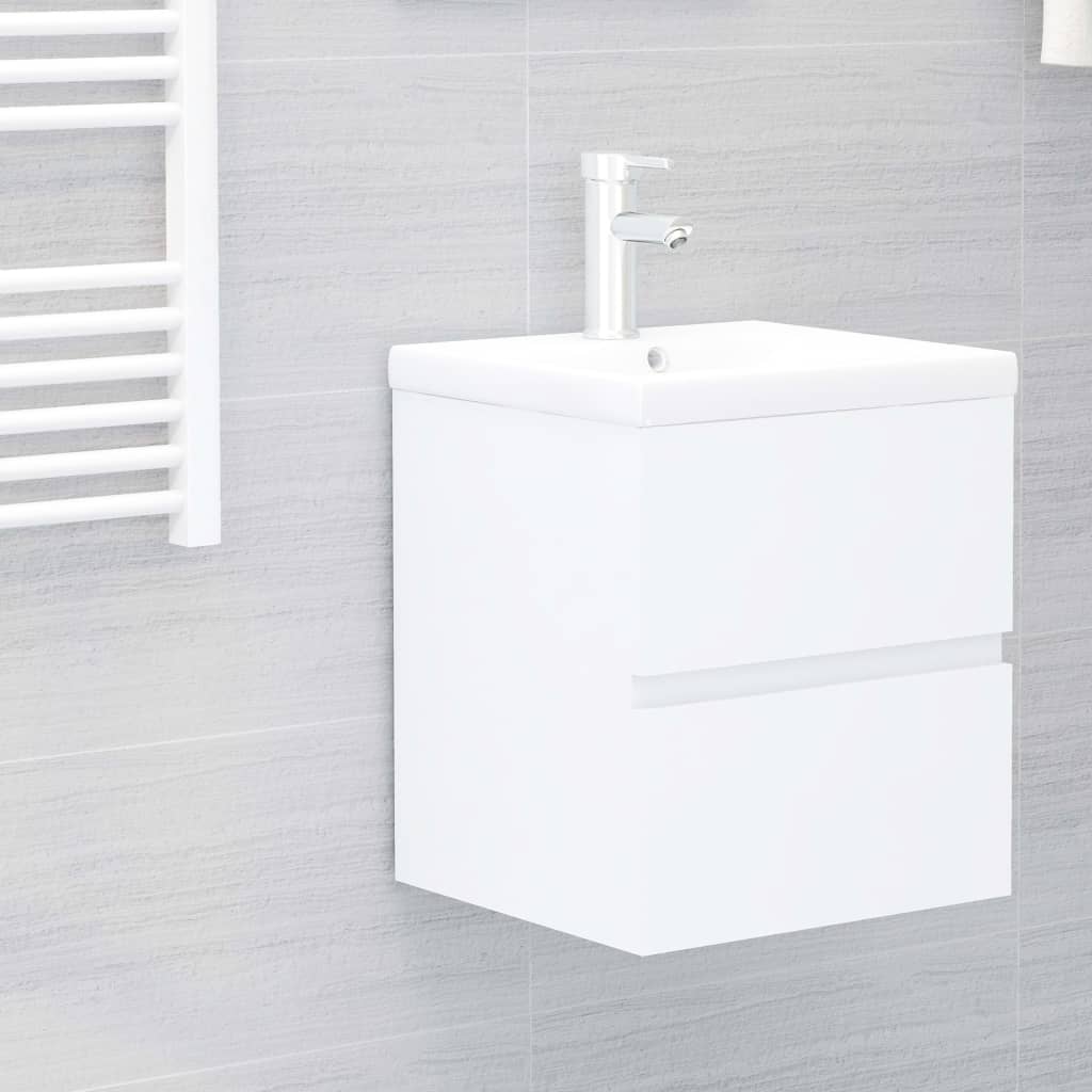 Berkfield Sink Cabinet with Built-in Basin White Engineered Wood