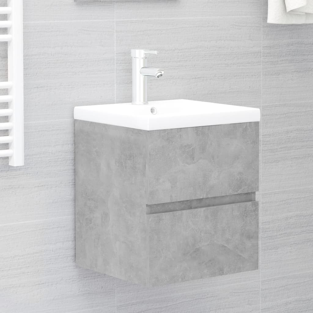 Berkfield Sink Cabinet with Built-in Basin Concrete Grey Engineered Wood