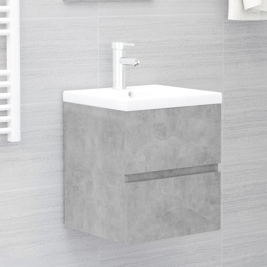 Berkfield Sink Cabinet with Built-in Basin Concrete Grey Engineered Wood