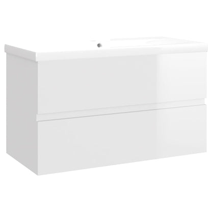 Berkfield Sink Cabinet with Built-in Basin High Gloss White Engineered Wood