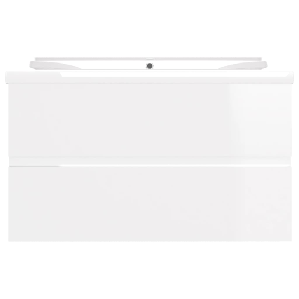 Berkfield Sink Cabinet with Built-in Basin High Gloss White Engineered Wood