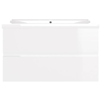 Berkfield Sink Cabinet with Built-in Basin High Gloss White Engineered Wood
