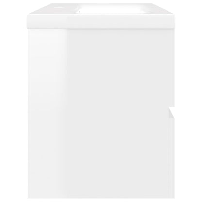 Berkfield Sink Cabinet with Built-in Basin High Gloss White Engineered Wood