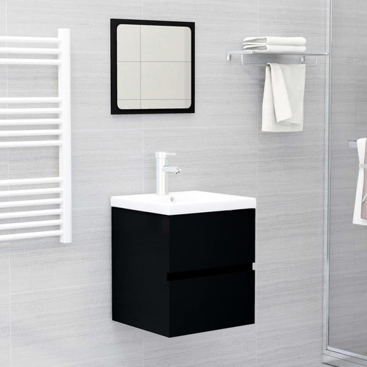 Berkfield Bathroom Furniture Set Black Engineered Wood