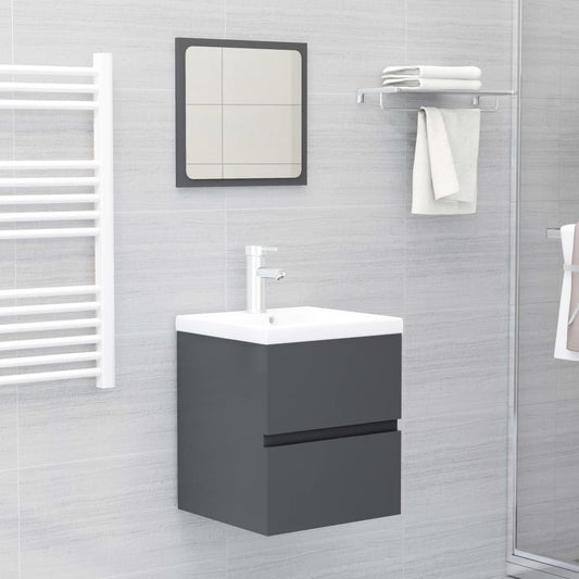 Berkfield Bathroom Furniture Set Grey Engineered Wood