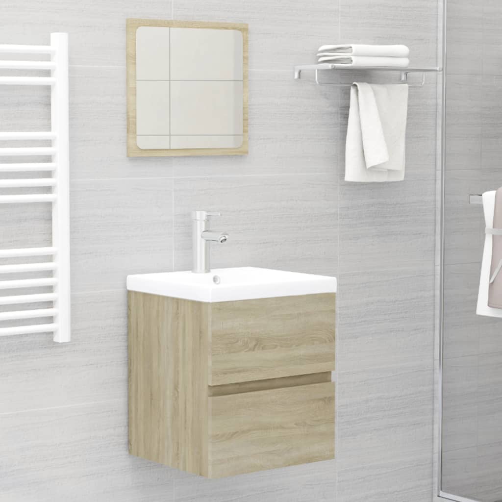 Berkfield Bathroom Furniture Set Sonoma Oak Engineered Wood