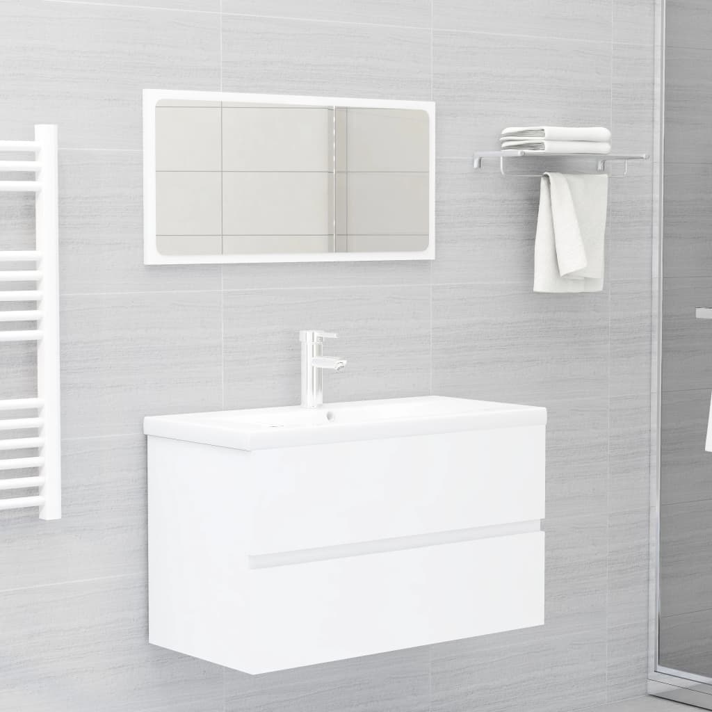 Berkfield Bathroom Furniture Set White Engineered Wood