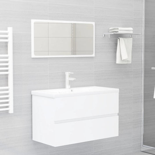 Berkfield Bathroom Furniture Set White Engineered Wood