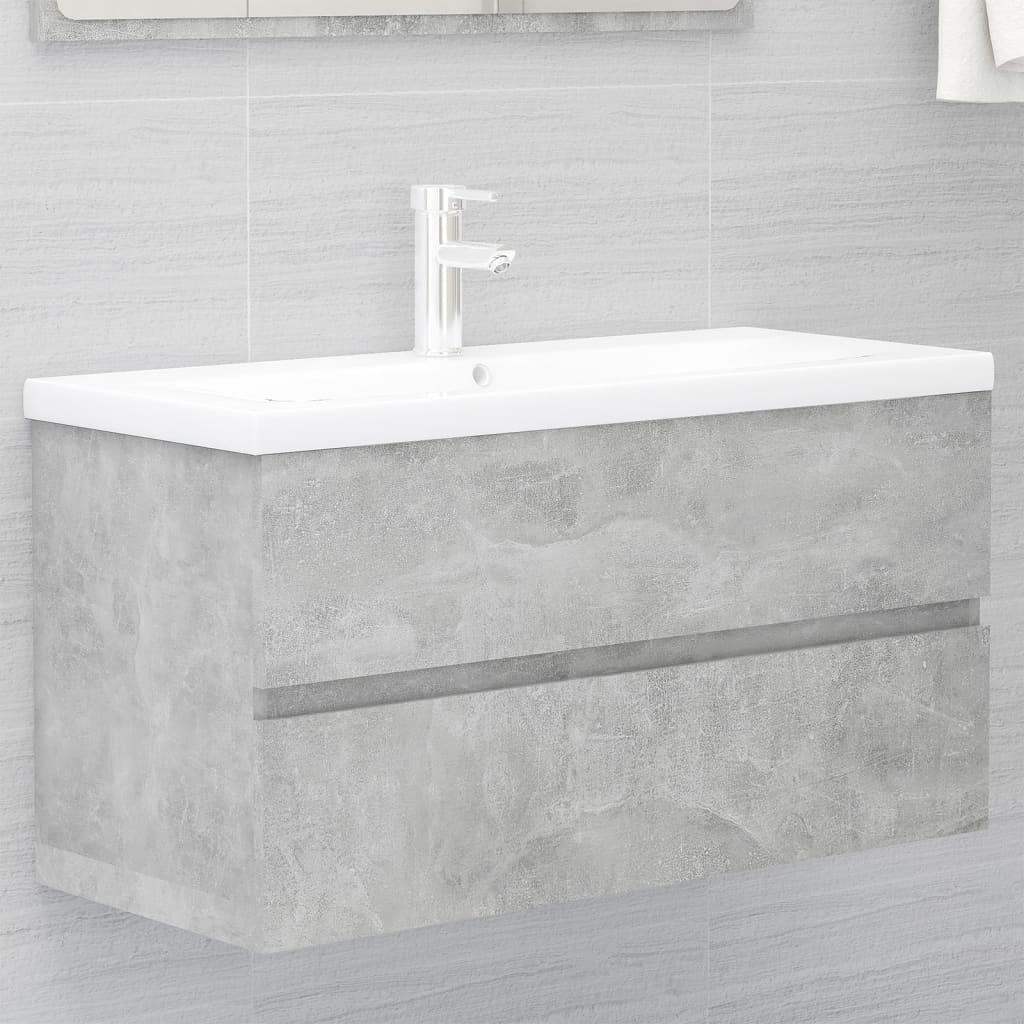 Berkfield Sink Cabinet with Built-in Basin Concrete Grey Engineered Wood