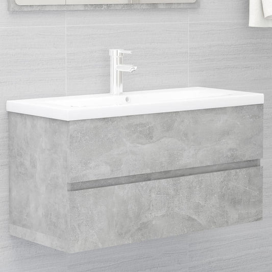 Berkfield Sink Cabinet with Built-in Basin Concrete Grey Engineered Wood