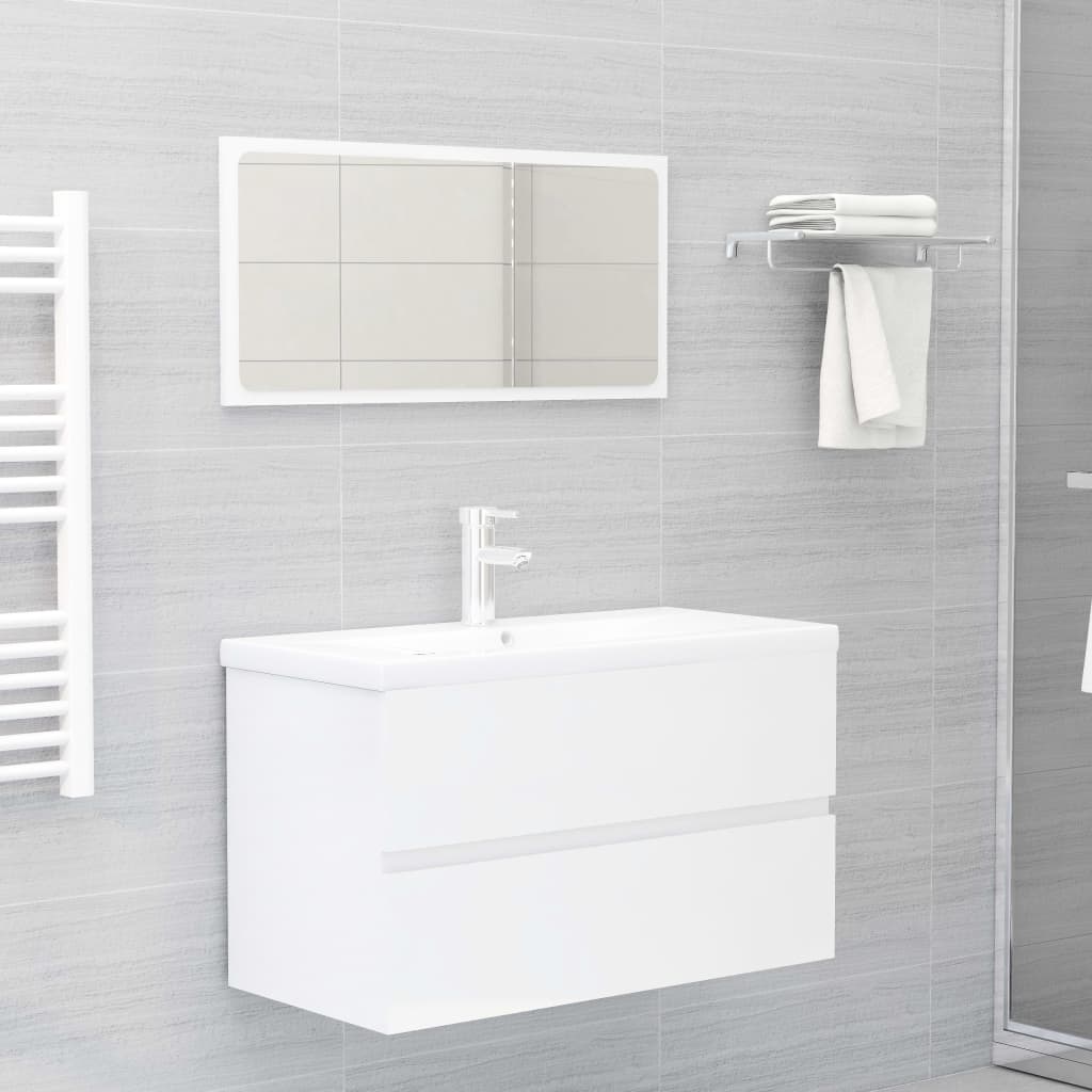Berkfield Bathroom Furniture Set High Gloss White Engineered Wood