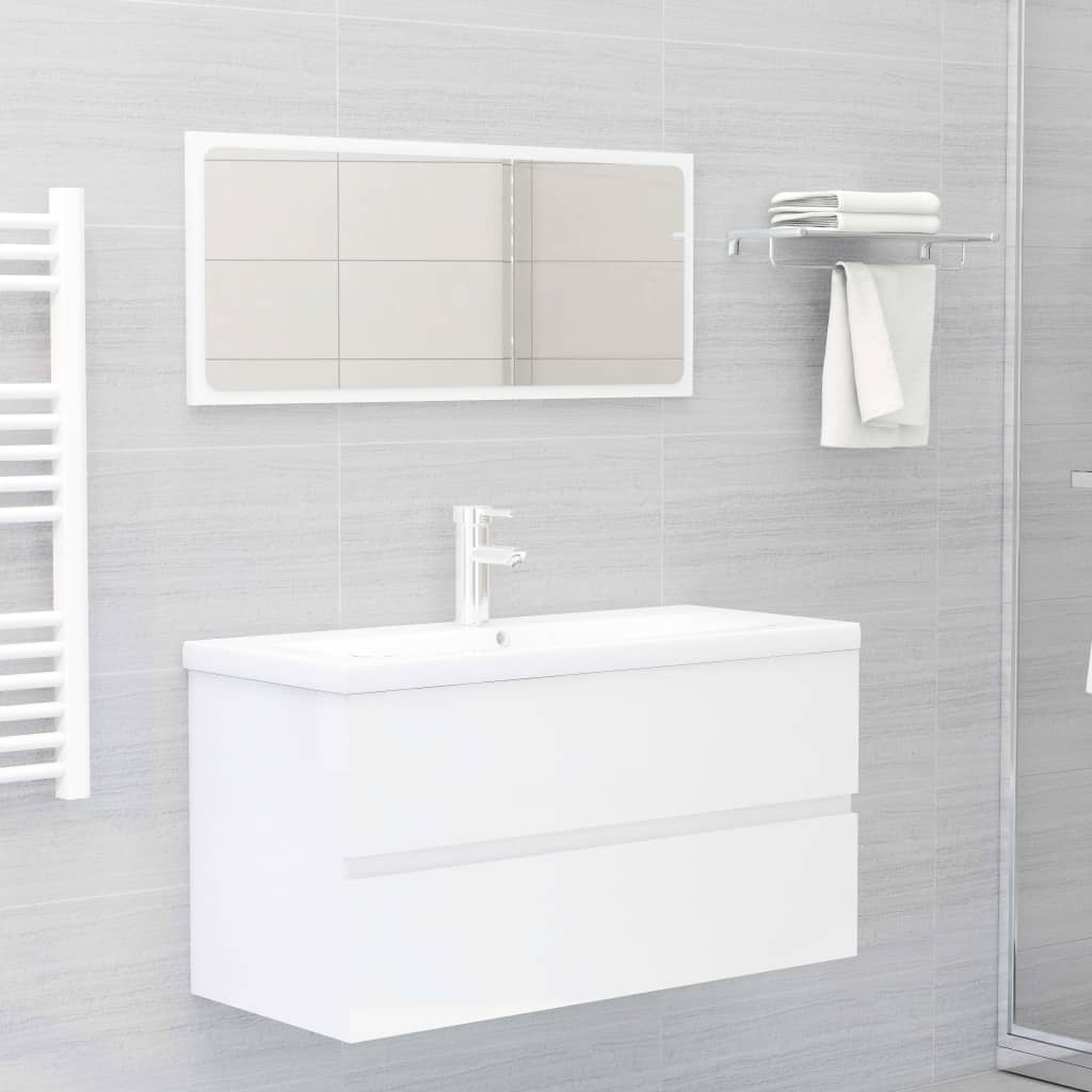 Berkfield Bathroom Furniture Set High Gloss White Engineered Wood