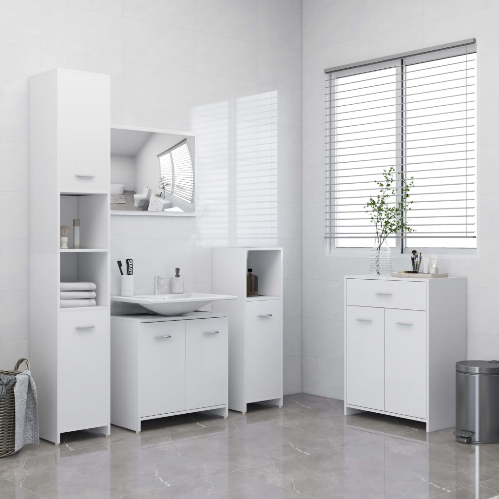 Berkfield 4 Piece Bathroom Furniture Set White