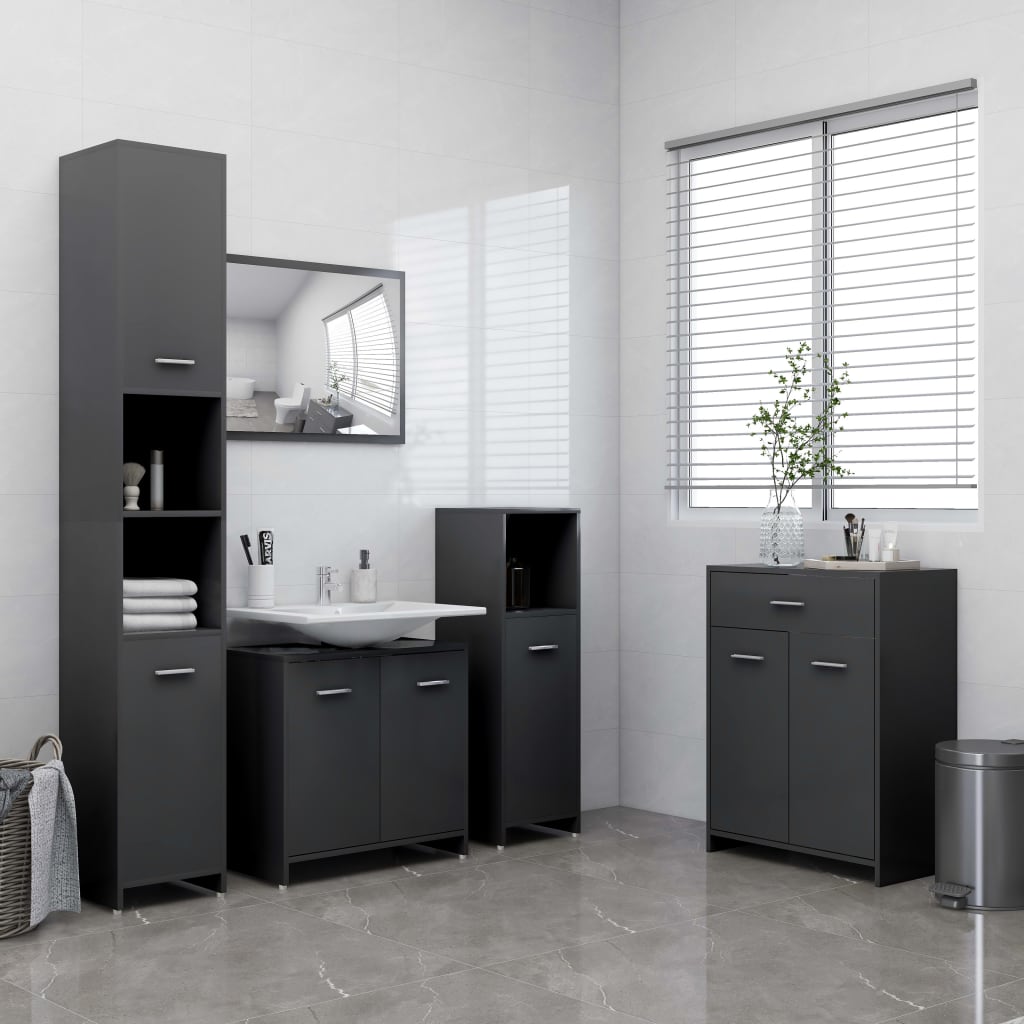 Berkfield 4 Piece Bathroom Furniture Set Grey