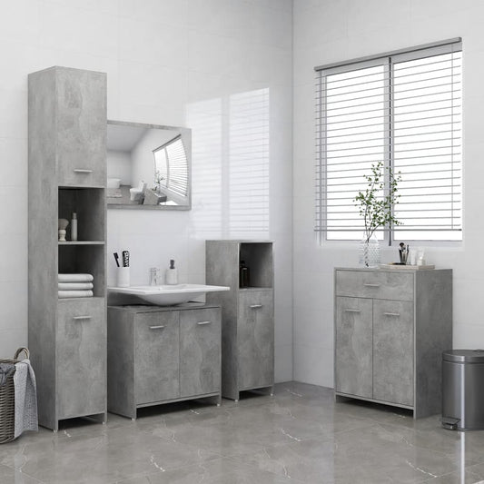 Berkfield 4 Piece Bathroom Furniture Set Concrete Grey