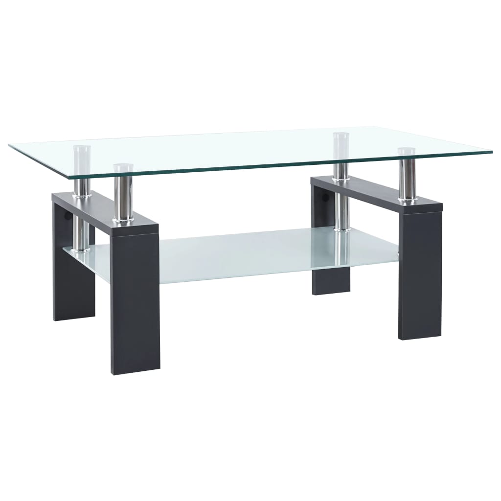 Berkfield Coffee Table Grey and Transparent 95x55x40 cm Tempered Glass