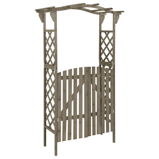 Berkfield Pergola with Gate 116x40x204 cm Grey Solid Firwood