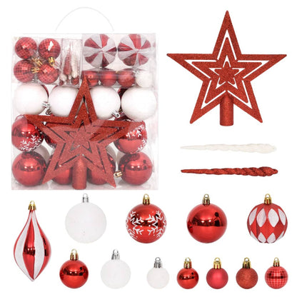 Berkfield 64 Piece Christmas Bauble Set Red and White