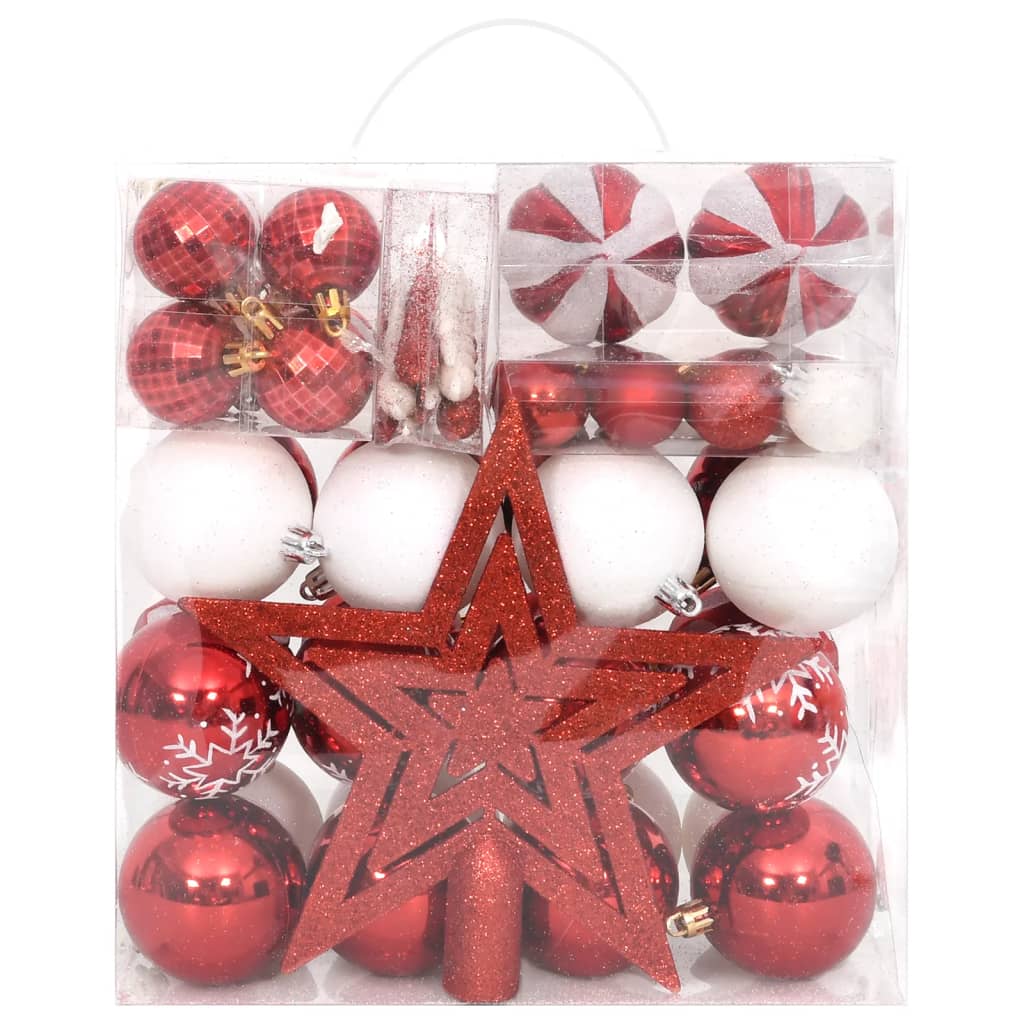 Berkfield 64 Piece Christmas Bauble Set Red and White