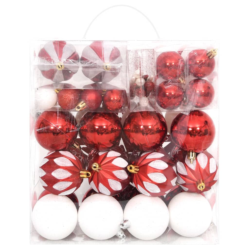 Berkfield 64 Piece Christmas Bauble Set Red and White
