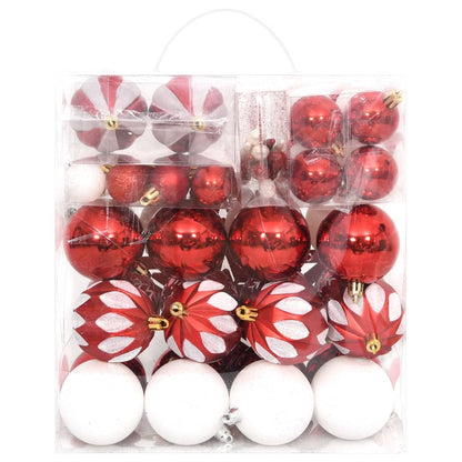 Berkfield 64 Piece Christmas Bauble Set Red and White