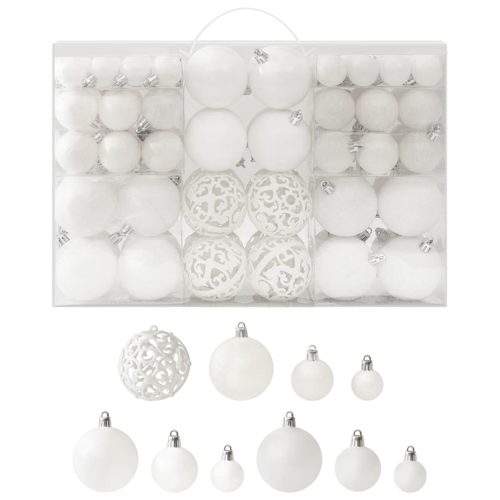 Berkfield 100 Piece Christmas Ball Set White