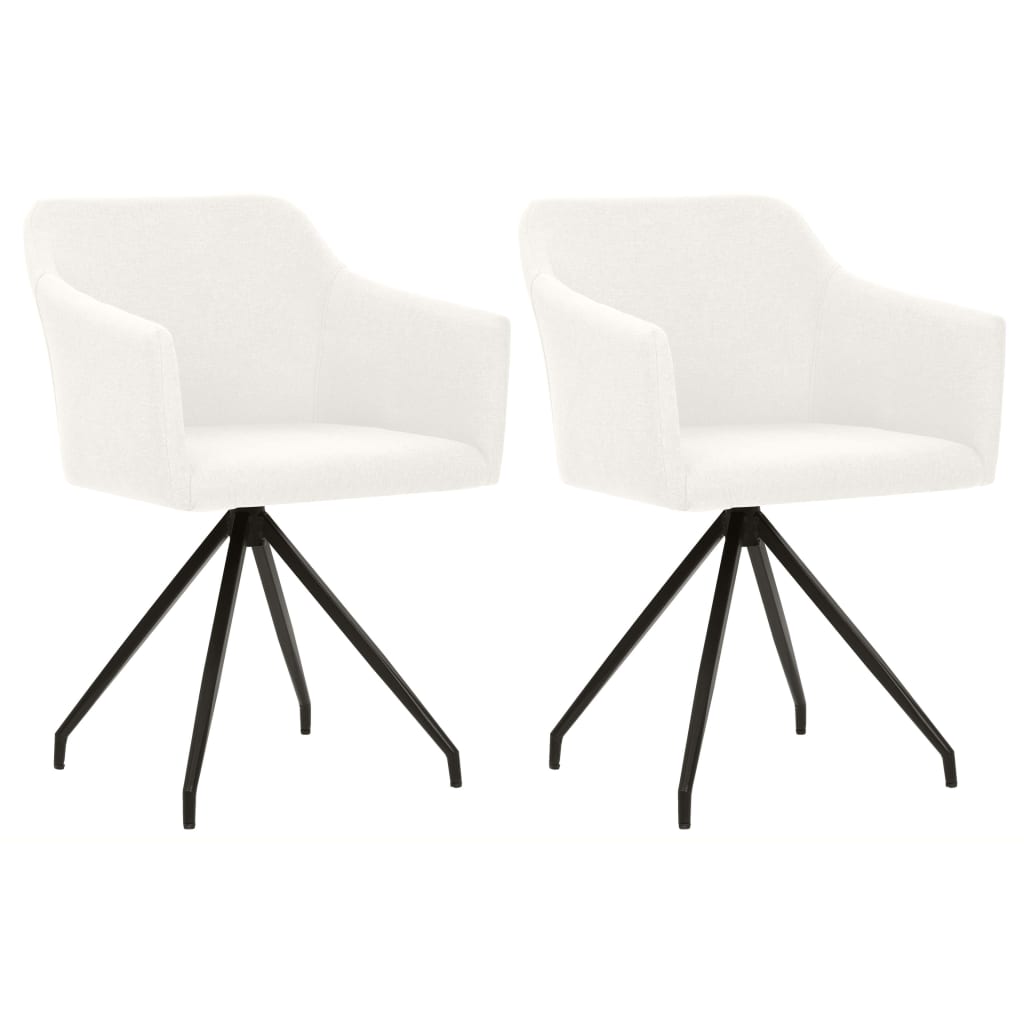Berkfield Swivel Dining Chairs 2 pcs Cream Fabric