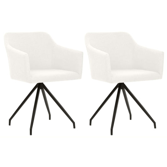 Berkfield Swivel Dining Chairs 2 pcs Cream Fabric