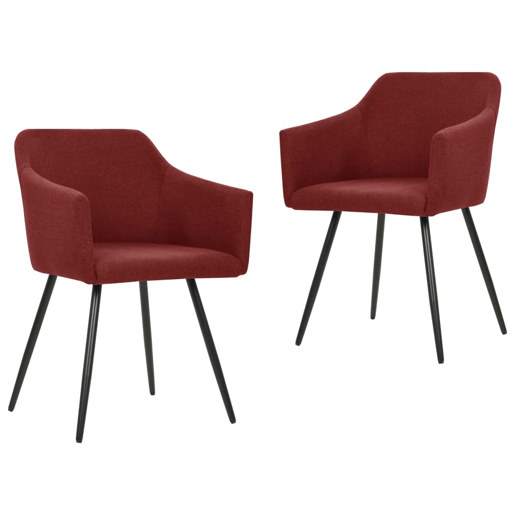 Berkfield Dining Chairs 2 pcs Wine Red Fabric