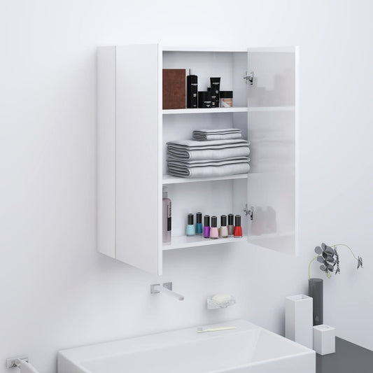 Berkfield Bathroom Mirror Cabinet 60x15x75 cm MDF Shining White