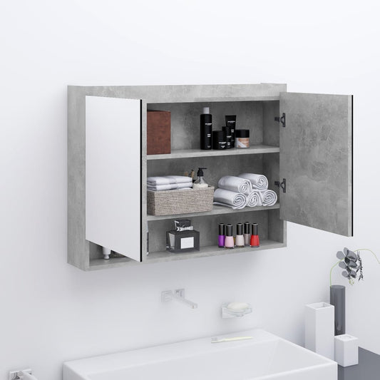 Berkfield Bathroom Mirror Cabinet 80x15x60 cm MDF Concrete Grey