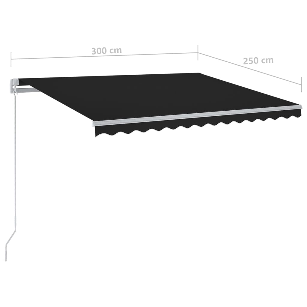 Berkfield Manual Retractable Awning with LED 300x250 cm Anthracite