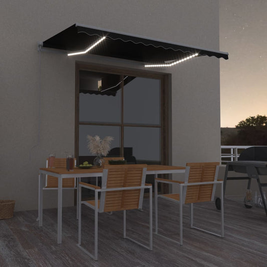 Berkfield Manual Retractable Awning with LED 300x250 cm Anthracite