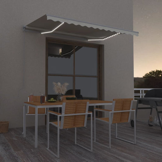 Berkfield Manual Retractable Awning with LED 350x250 cm Cream