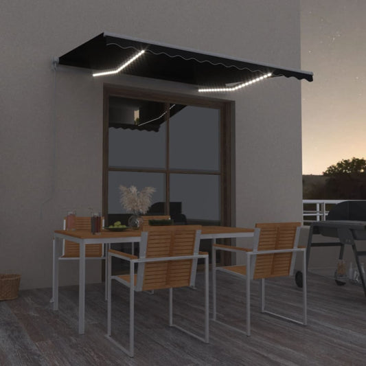 Berkfield Manual Retractable Awning with LED 350x250 cm Anthracite