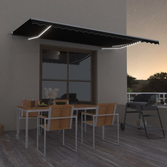 Berkfield Manual Retractable Awning with LED 500x300 cm Anthracite