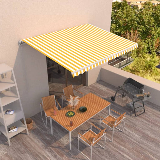 Berkfield Manual Retractable Awning 400x350 cm Yellow and White