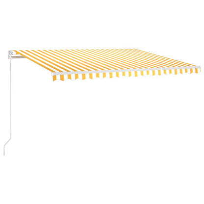Berkfield Manual Retractable Awning with LED 450x350 cm Yellow and White