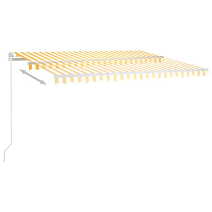 Berkfield Manual Retractable Awning with LED 450x350 cm Yellow and White