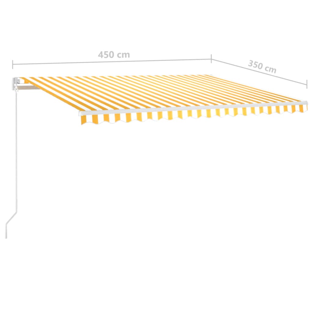 Berkfield Manual Retractable Awning with LED 450x350 cm Yellow and White